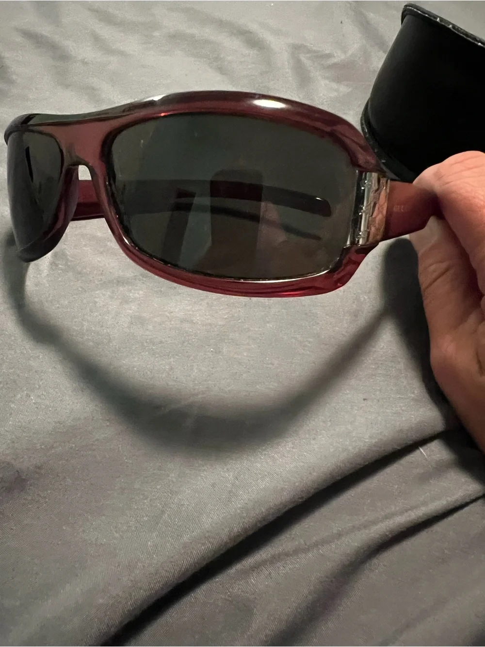 Gucci Women's Transparent Burgundy Sunglasses with Silver GG Temple